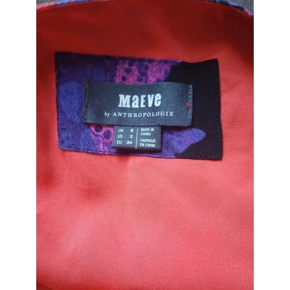 Anthropologie Maeve Maxi Dress size 2 Macie‎ Floral Red Purple Sleeveless Lined - Picture 6 of 6